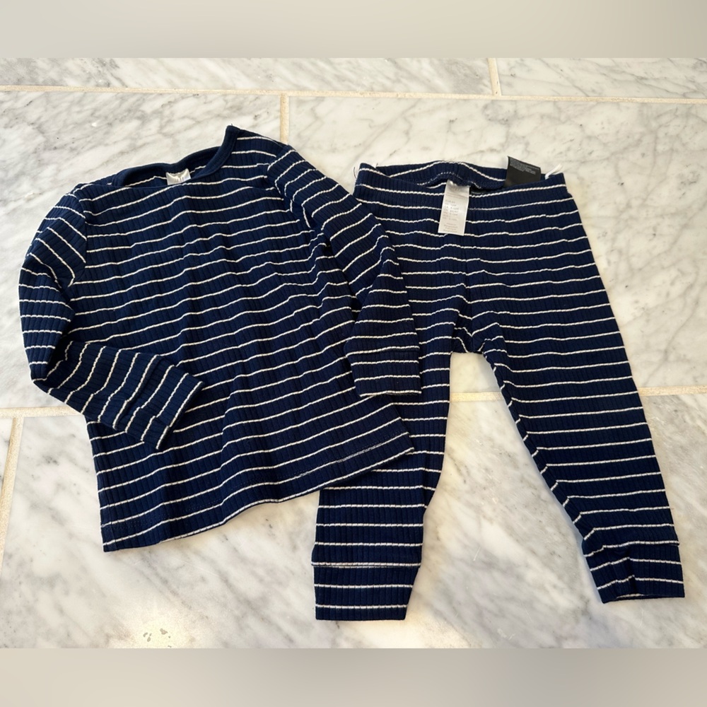H&M Blue and White Striped Top and Pants Set
